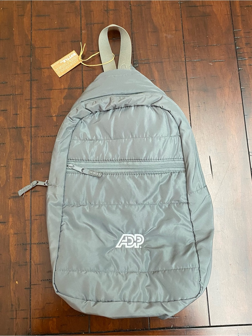 ADP Gray Quilted Sling Backpack - Eco-friendly